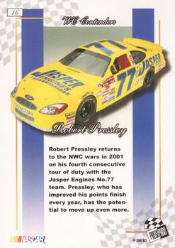 2001 Press Pass Premium #16 Robert Pressley Back