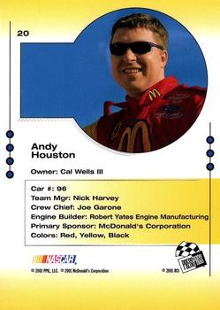 2001 Press Pass Trackside #20 Andy Houston Back