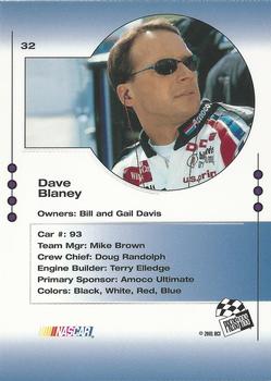 2001 Press Pass Trackside #32 Dave Blaney Back