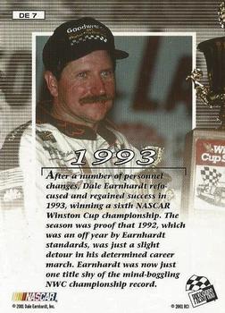 2001 Press Pass VIP - Dale Earnhardt Winston Cup Champion #DE7 Dale Earnhardt - 1993 Back