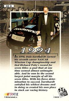2001 Press Pass VIP - Dale Earnhardt Winston Cup Champion #DE8 Dale Earnhardt - 1994 Back