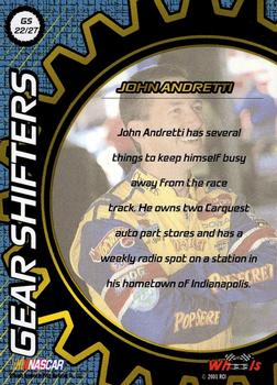 2001 Wheels High Gear - Gear Shifters #GS 22 John Andretti Back
