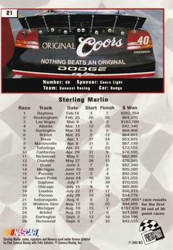 2002 Press Pass #21 Sterling Marlin Back