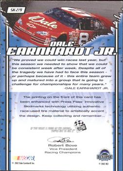 2002 Press Pass Eclipse - Skidmarks #SK 2 Dale Earnhardt Jr. Back