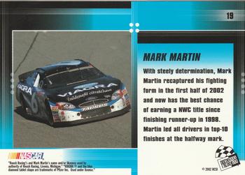 2002 Press Pass Optima #19 Mark Martin Back