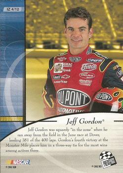 2002 Press Pass Premium - In The Zone #IZ 4 Jeff Gordon Back