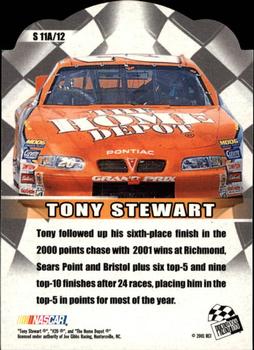 2002 Press Pass - Showman #S 11A Tony Stewart Back