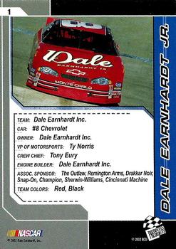 2002 Press Pass Trackside #1 Dale Earnhardt Jr. Back