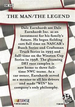 2002 Press Pass Trackside - Dale Earnhardt The Man/The Legend #DE 56 Dale Earnhardt Back