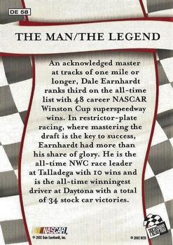 2002 Press Pass Trackside - Dale Earnhardt The Man/The Legend #DE 58 Dale Earnhardt Back