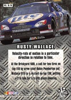 2002 Press Pass - Velocity #VL 9 Rusty Wallace Back