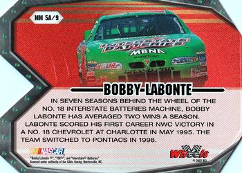 2002 Wheels High Gear - Man & Machine (Man) #MM 5A Bobby Labonte Back
