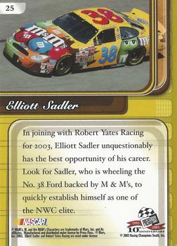 2003 Press Pass Premium #25 Elliott Sadler Back