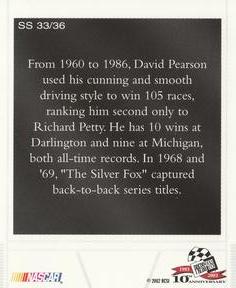 2003 Press Pass - Snapshots #SS 33 David Pearson Back