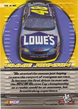 2003 Press Pass - Top Shelf #TS 4 Jimmie Johnson Back