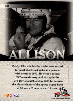 2003 Press Pass VIP #40 Bobby Allison Back