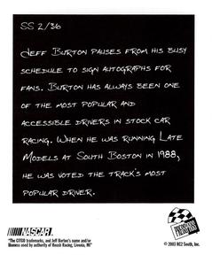 2004 Press Pass - Snapshots #SS 2 Jeff Burton Back
