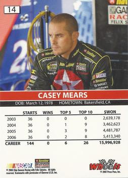 2007 Wheels High Gear #14 Casey Mears Back