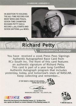 2006 Press Pass - Signings Gold Red Ink #NNO Richard Petty Back