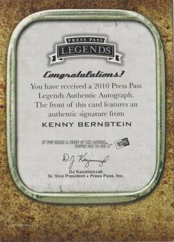 2010 Press Pass Legends - Autographs Copper #NNO Kenny Bernstein Back