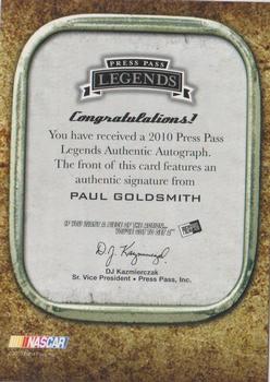 2010 Press Pass Legends - Autographs Copper #NNO Paul Goldsmith Back