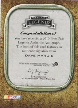 2010 Press Pass Legends - Autographs Copper #NNO Dave Marcis Back