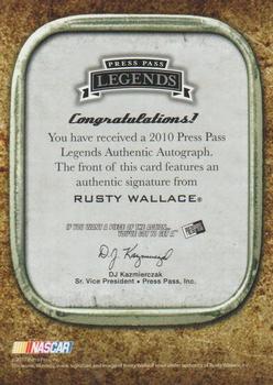 2010 Press Pass Legends - Autographs Copper #NNO Rusty Wallace Back