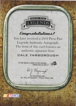 2010 Press Pass Legends - Autographs Copper #NNO Cale Yarborough Back