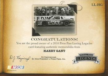 2010 Press Pass Legends - Lasting Legacies Copper #LL-HG Harry Gant Back