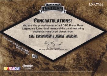 2010 Press Pass Legends - Legendary Links Holofoil #LX-CYJJ Cale Yarborough / Jimmie Johnson Back