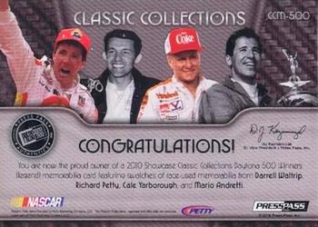 2010 Press Pass Showcase - Classic Collections Firesuit Patch Melting #CCM-500 Richard Petty / Mario Andretti / Darrell Waltrip / Cale Yarborough Back