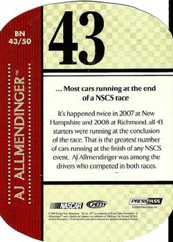 2010 Press Pass - By The Numbers #BN 43 A.J. Allmendinger Back