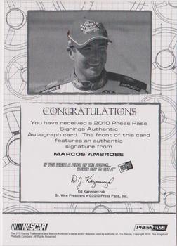 2010 Press Pass - Signings Silver #NNO Marcos Ambrose Back