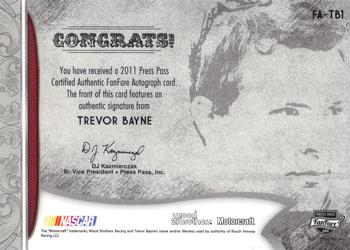 2011 Press Pass Fanfare - FanFare Autographs Bronze #FA-TB1 Trevor Bayne Back