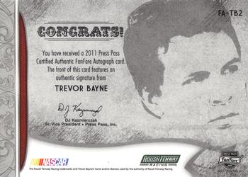 2011 Press Pass Fanfare - FanFare Autographs Gold #FA-TB2 Trevor Bayne Back