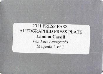 2011 Press Pass Fanfare - FanFare Autographs Printing Plates Magenta #FA-LC Landon Cassill Back