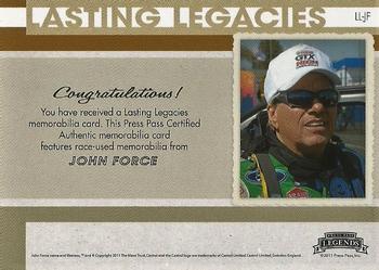 2011 Press Pass Legends - Lasting Legacies Memorabilia Silver #LL-JF John Force Back