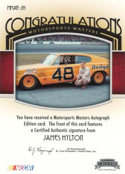 2011 Press Pass Legends - Motorsports Masters Autographs Silver #MMAE-JH James Hylton Back