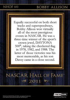 2011 Press Pass - NASCAR Hall of Fame Blue #NHOF 103 Bobby Allison Back