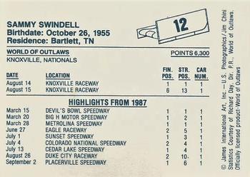 1987 World of Outlaws #12 Sammy Swindell Back
