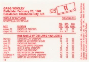 1988 World of Outlaws #11 Greg Wooley Back