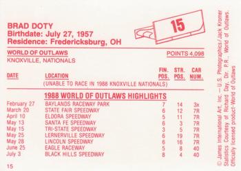 1988 World of Outlaws #15 Brad Doty Back