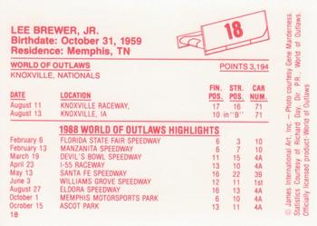 1988 World of Outlaws #18 Lee Brewer Jr. Back