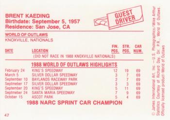 1988 World of Outlaws #NNO Brent Kaeding Back