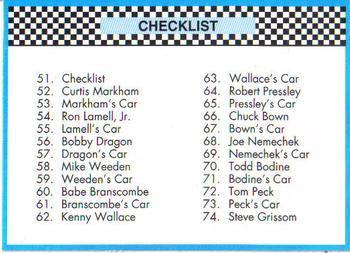 1992 Winner's Choice Busch #100 Checklist Card Front