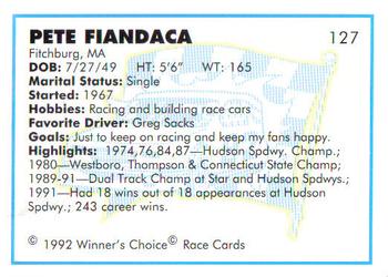 1992 Winner's Choice Busch #127 Pete Fiandaca Back