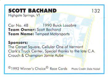 1992 Winner's Choice Busch #132 Scott Bachand's Car Back