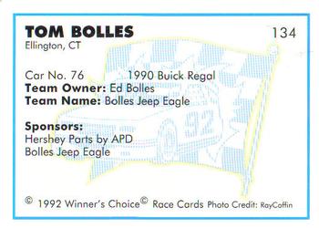1992 Winner's Choice Busch #134 Tom Bolles' Car Back