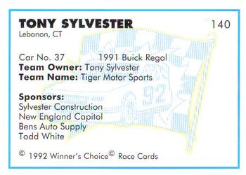 1992 Winner's Choice Busch #140 Tony Sylvester's Car Back