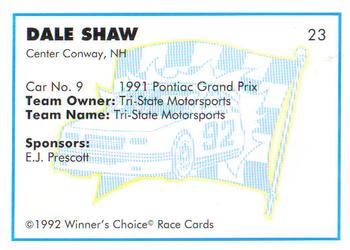 1992 Winner's Choice Busch #23 Dale Shaw's Car Back